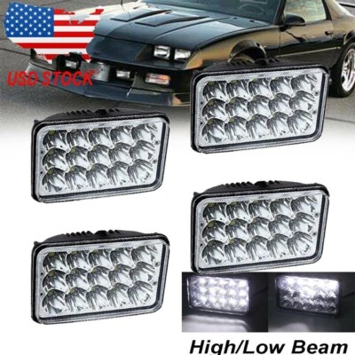Faros LED cuadrados 4x6" sellados haz alto/bajo para Chevy Camaro Buick Riviera 4 piezas Foto 1 de 4
