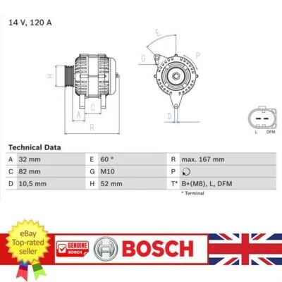Alternador BOSCH para Porsche 911 97-05 BOXSTER 96-04 99660301200, 0986043690 Foto 1 de 3