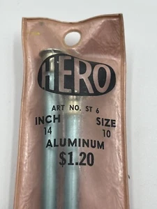 Vintage Hero Knitting Needles Size 10 Lt Blue Aluminum 14” Orig Pink Plastic Pkg - Bild 1 von 5