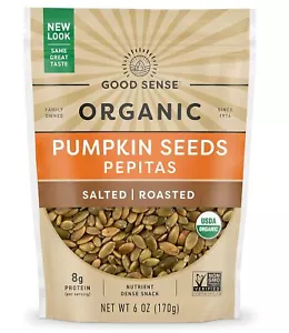 Good Sense Roasted & Salted Organic Pumpkin Seeds Pepitas, Non-GMO & All 6 Ounce - Picture 1 of 1