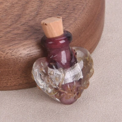 Colgante de aceite esencial botella vacía de vidrio murano hecho a mano en forma de corazón 27x25 mm Foto 1 de 4