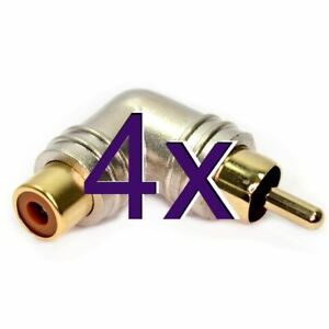 [4 pack] HQ 90 Degree RCA Phono Socket to Plug Right Angle [003287]