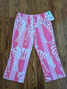 NWT Girls Lilly Pulitzer 12 Crop Abigail Capri Pants Zebra Conch Pink vintage  - Picture 1 of 7
