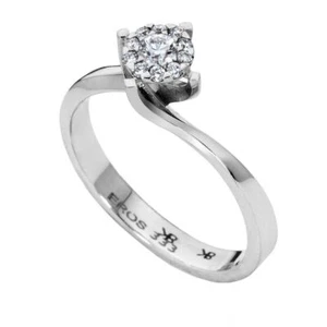 10K White Gold Diamond Twist Ring – Elegant Engagement Ring for Women Size 7 - Picture 1 of 4