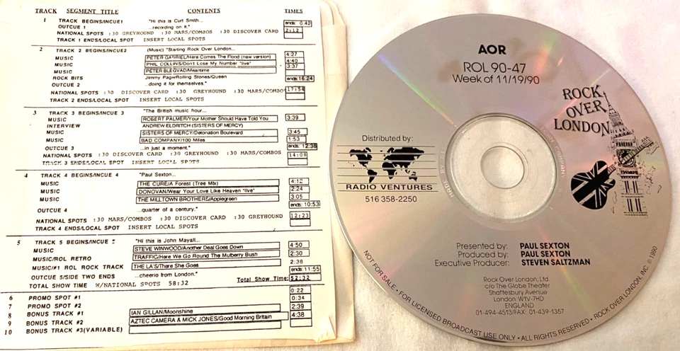 11/19/90 ROCK OVER LONDON IN STUDIO INTERVIEW ANDREW ELDRITCH (SISTERS OF MERCY) - Изображение 1 из 1