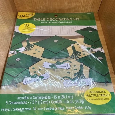 Amscan 10 piece metallic table decorating kit graduation green - Image 1 of 3