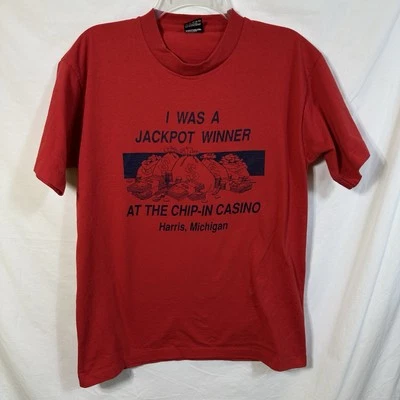 Camiseta vintage de ganador del premio mayor de una sola puntada Chip-In Casino Harris, Michigan L Foto 1 de 4