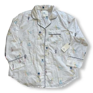 Pigiama top ricamato nuovo con etichette Printfresh cucina cottura manica lunga con bottoni taglia L - Foto 1 di 5