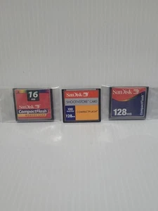 SanDisk 16MB and 128MB Compact Flash Memory Cards - Pack of 3 - Picture 1 of 2