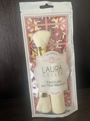 Juego de 2 cepillos Laura Geller Face It All blanco Kabuki y cepillo en polvo NUEVO Foto 1 de 3