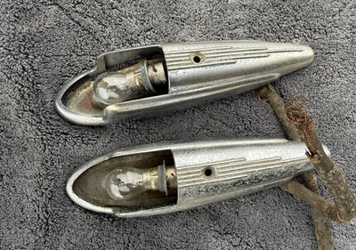 Pair 1941 Lincoln Zephyr Continental Chrome Fender Light bodies with Bases - Image 1 of 4