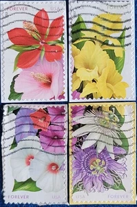 US Stamps 2013 La Florida Flowers Forever Set of 4 Used ON Paper #4750-4753 - Picture 1 of 1