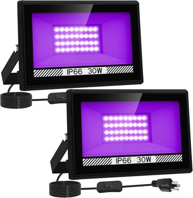 T-SUN 2pcs 30W UV Black Light LED Floodlight Stage Blacklight Party Halloween US - Image 1 of 4