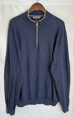 Vineyard Vines Men's Size XL Blue Cotton Merino Wool Blend  1/4 Zip Sweater - Image 1 of 3