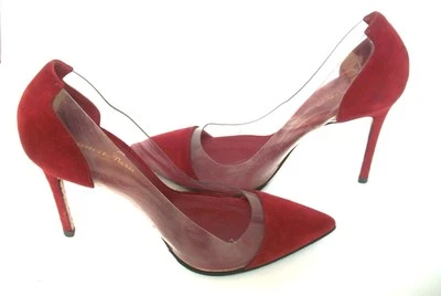 Zapatos de tacón alto puntiagudos de vinilo y gamuza Gianvitto Rossi PLEXI 38M 8M $815 Foto 1 de 4