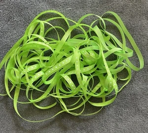 New Big Lot Grosgrain Korker Ribbon 3/8” Lime Green Dot - Picture 1 of 1