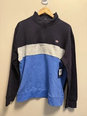 Chaps By Ralph Lauren Men's 1/4-Zip Blue Striped Pullover Size Large NWT - Image 1 of 4