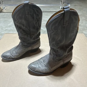 VTG ACME Men’s  8.5 EW Dk Gray Snakeskin Leather Western Boots Cowboy Rodeo USA - Picture 1 of 15