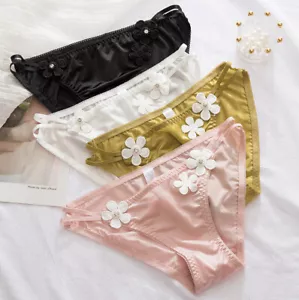 4 Pcs Lot Womens Sexy Satin String Bikinis Panties Silky Briefs Underwear,S M - Picture 1 of 8