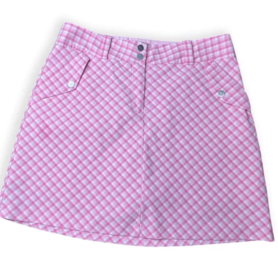 NIKEGOLF Mujer Rosa y Blanco Guinga Cuadros Dri-Fit Skort Talla 10 Foto 1 de 4