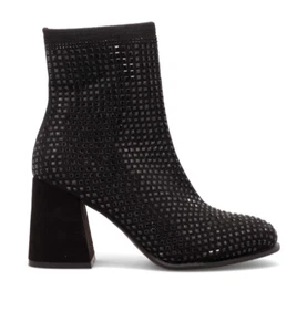 NIB Mia Women's Piana Block-Heel Rhinestone Knit Booties Size 9 M Sparkle - Picture 1 of 9