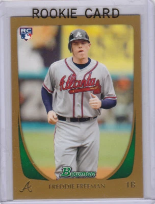 Tarjeta de novato Freddie Freeman 2011 Bowman béisbol Atlanta Braves ¡inserto dorado RC! Foto 1 de 2