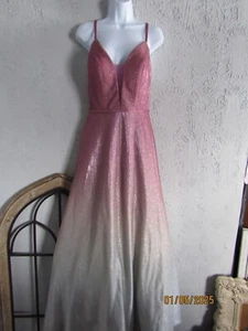 Cachet nwt 4 sparkling ombre raspberry silver gown full tulle slip strappy back - Picture 1 of 13