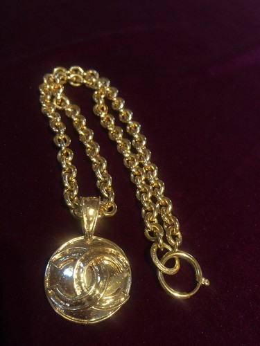 Collana Ciondolo Chanel Catena Choker CC AUTENTICA Medaglia Vintage 94P Oro CC F S C98