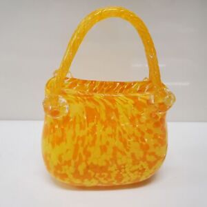 Stunning Attractive Studio Handblown Art Glass Decorative Vase-Yellow Orange