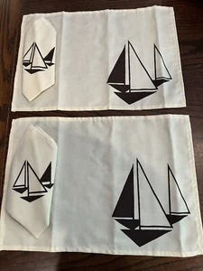 Placemats/Napkins for two. Nautical Bermuda Crafts/Silk Screen Prints Vintage - Picture 1 of 8