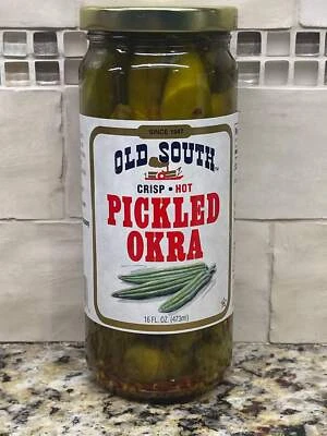 JOETLC Old South Crisp Hot Pickled Okra 16 oz Jar Pickle Sauce Relish Salad