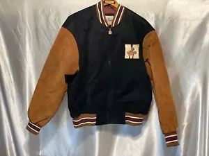 Vtg Mickey Mouse Disney Store Embroidered Varsity Letterman Jacket Leather Sz M - Picture 1 of 7