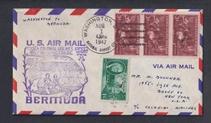USA 1947 ‘COLONIAL’ CACHETED FIRST FLIGHT COVER WASHINGTON TO HAMILTON BERMUDA - Picture 1 of 2