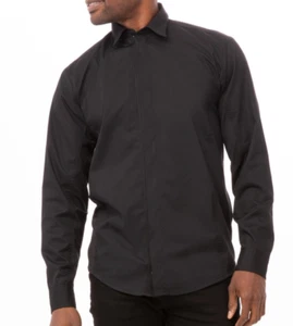 Chef Works Shelby Zip Front Shirt Mens L NWT Long Sleeve Stretch Black SLMFZ006 - Picture 1 of 10