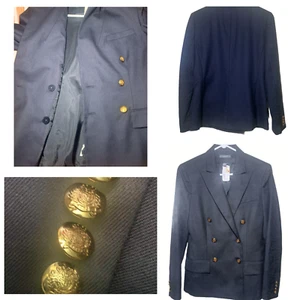 NEW Chaps Wool Blazer Jacket Womens 4 Navy Blue Gold Buttons--**Loose Buttons** - Picture 1 of 15
