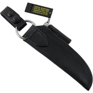 Vaina de cuchillo de hoja fija de cuero negro TOPS Brothers of Bushcraft BOB - Imagen 1 de 2
