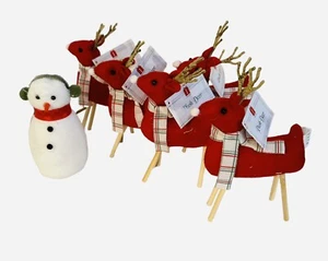 Paquete de 6 estatuillas de peluche adornos de reno y muñeco de nieve círculo objetivo de Navidad - Imagen 1 de 4