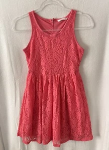 PS From Aeropostale Lace Dress Girls 14 Hot Pink Sleeveless Fit & Flare Lined - Picture 1 of 8