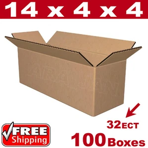 100 - 14x4x4 Cardboard Boxes Mailing Packing Shipping Box Corrugated Carton - Picture 1 of 1