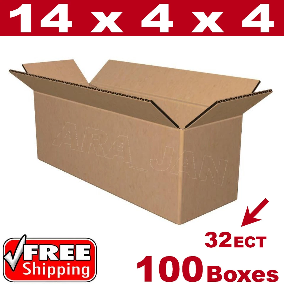 100 - 14x4x4 Cardboard Boxes Mailing Packing Shipping Box Corrugated Carton - Image 1 of 1