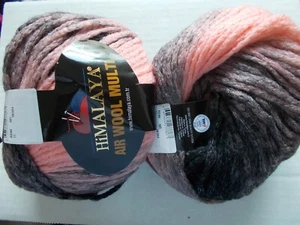 Himalaya Air Wool Multi, bulky wool blend yarn, pink/black, lot of 2(170 yds ea) - Picture 1 of 2