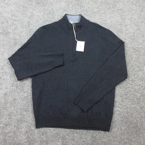 Faherty Sweater Mens Large Carcoal Knit Jackson Quarter Zip Pullover Ash Heather - Picture 1 of 11