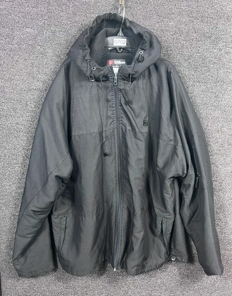 Chaqueta cortavientos Wilson de colección con capucha para hombre talla XL negra cremallera completa *LEER Foto 1 de 4