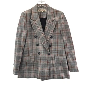 Free People Ashby Oversized Plaid Blazer Jacket Medium Academia Preppy Brown - Picture 1 of 11