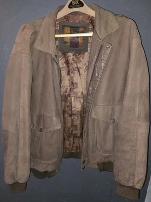 Authentic Structure Outerwear Mens Jacket Leather Bomber Vintage Full Zip Sz L - Image 1 of 4