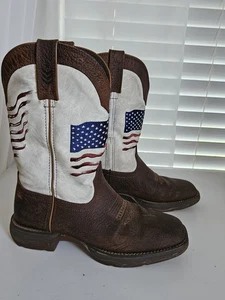 Durango® Ladies Rebel Brown & White Flag Embroidery Western Boots DRD0394 US 8.5 - Picture 1 of 6