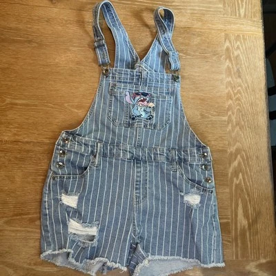 Disney Lilo & Stitch ice cream short overalls pin stripe shortalls SMALL - Image 1 of 4
