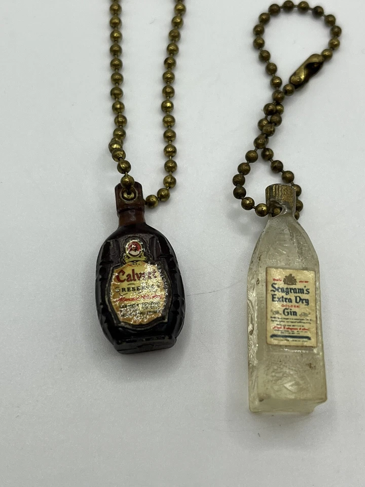 Seagrams Gin Keychain Mini Bottle &Vintage Mini CALVERT Whiskey Bottle Keychain - Image 1 of 4