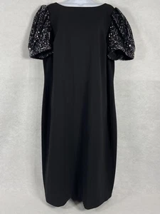 Calvin Klein Dress Women’s 16W Black Sheath Short Sequin Sleeves - Picture 1 of 12