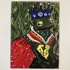 ACEO ORIGINAL PAINTING. Miniature Art Card 2.5x3.5'' Signed The Frog Princess